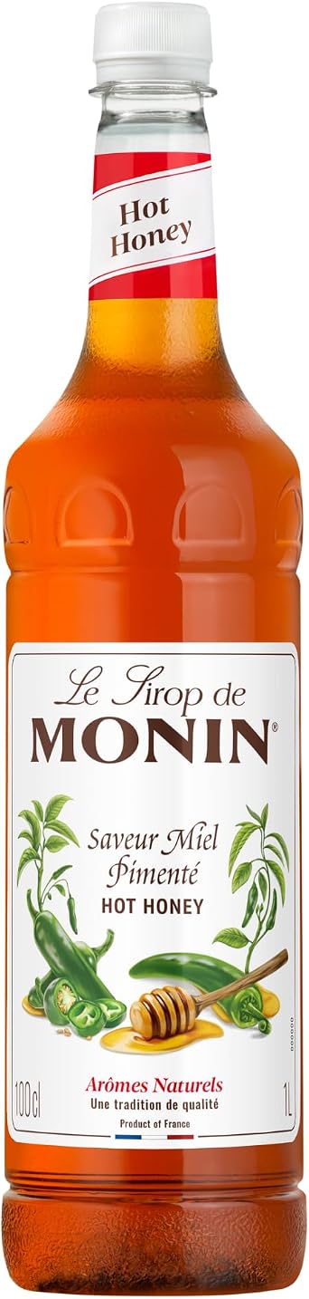 MONIN Premium Hot Honey Syrup 1L, Sweet Heat for Coffee and Iced Drinks