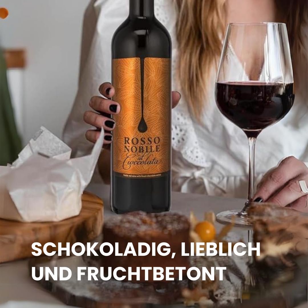 Rosso Nobile al Cioccolata | „Süßer Schokowein“ Weinpaket | 9x 750ml | Ideal für gemütliche Abende | Schokoladiger Rotwein | Exklusives Set