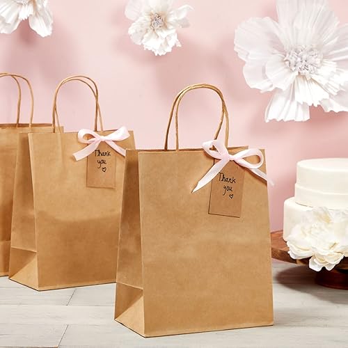 Miniatura 3 de Paquete de 12 bolsas de papel medianas con asas, bolsas marrones a granel para recuerdos de fiesta, golosinas (8 x 4.75 x 10 pulgadas)
