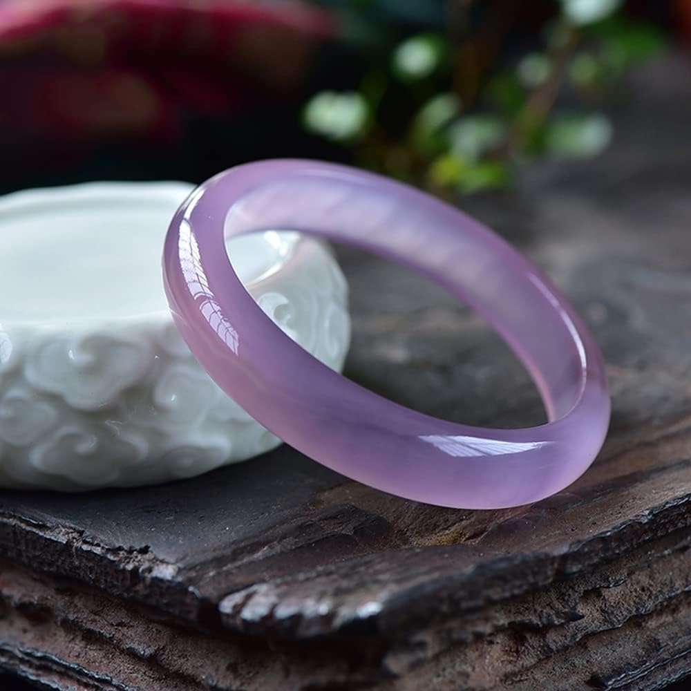 Braccialetto di Giada da Donna, Braccialetti di Giada Viola Chiaro Naturale Classico, Braccialetti di Giada con Pietre preziose di giadeite, Gioielli da 54-62 mm, 60 mm(54mm