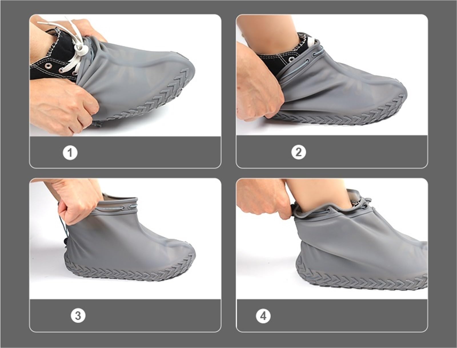 2 paia di scarpe in silicone antiscivolo impermeabili copriscarpe antipioggia resistenti all'usura elastiche for riutilizzabili for giornate pioggia all'aperto Per La Casa