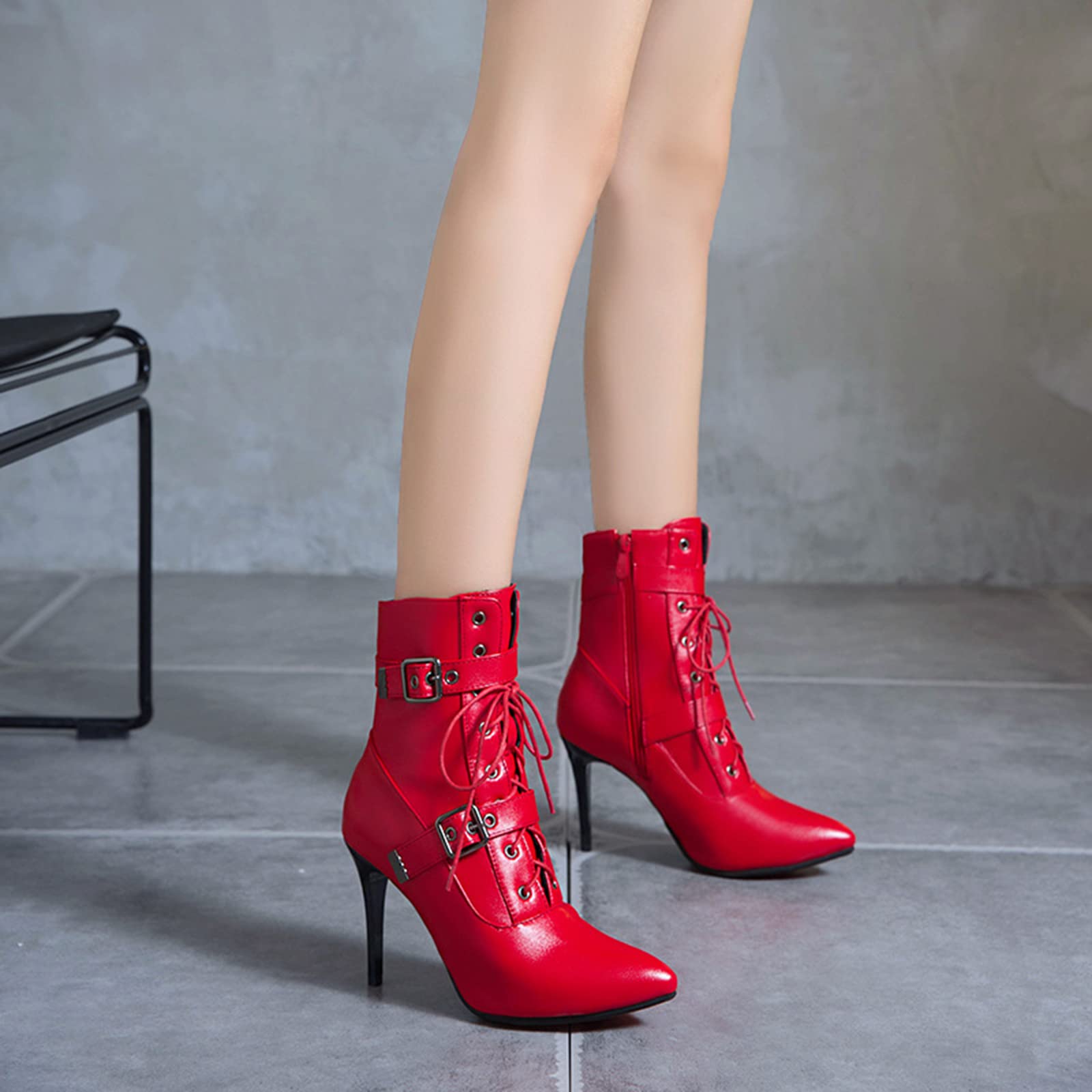 9 CM/3.54IN Mode Bottines Bout Pointu Passerelle Discothèque Stiletto Bottes Sexy Pôle Danse Discothèque Bottines