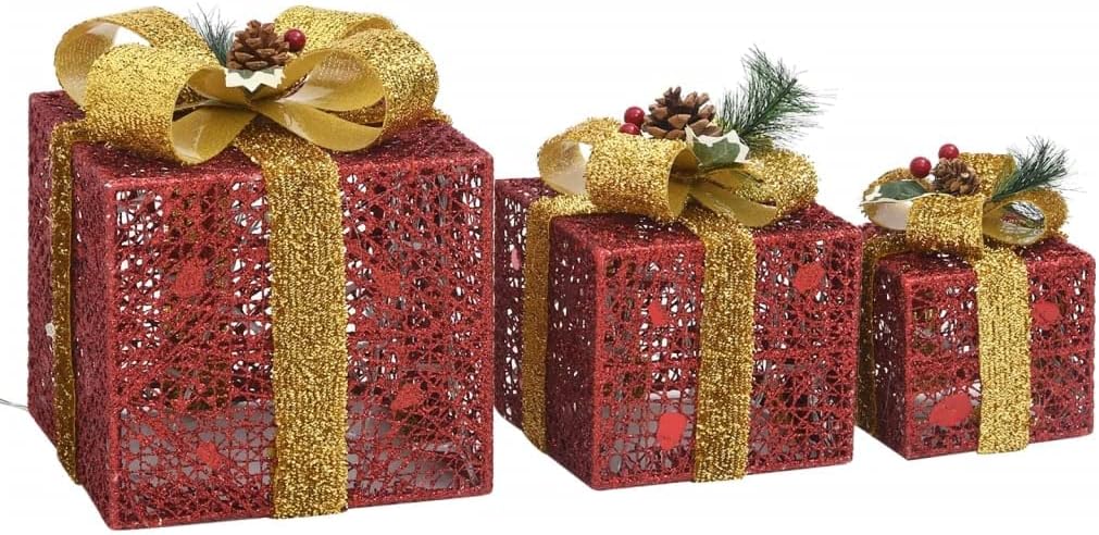 SKM Decorative Boxes 3 pcs Red Outdoor Indoor