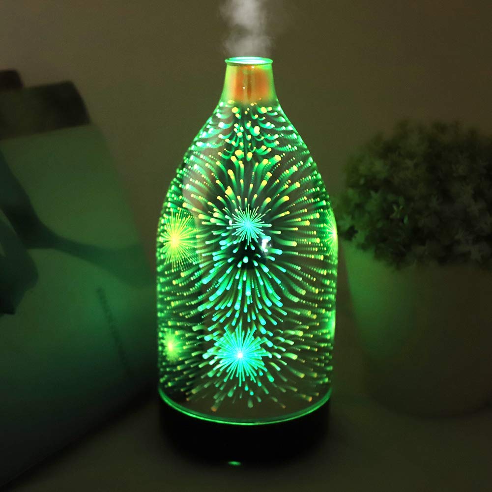 Diffusore e umidificatore di oli essenziali per aromaterapia ad ultrasuoni da 100 ml con luce notturna a LED per camera da letto e casa
