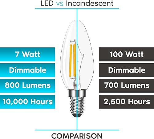 Miniatura 6 de LUXRITE Paquete de 16 bombillas LED de candelabro equivalentes a 100 W, 800 lúmenes, blanco natural de 3500 K, 7 W, bombillas B11 regulables,