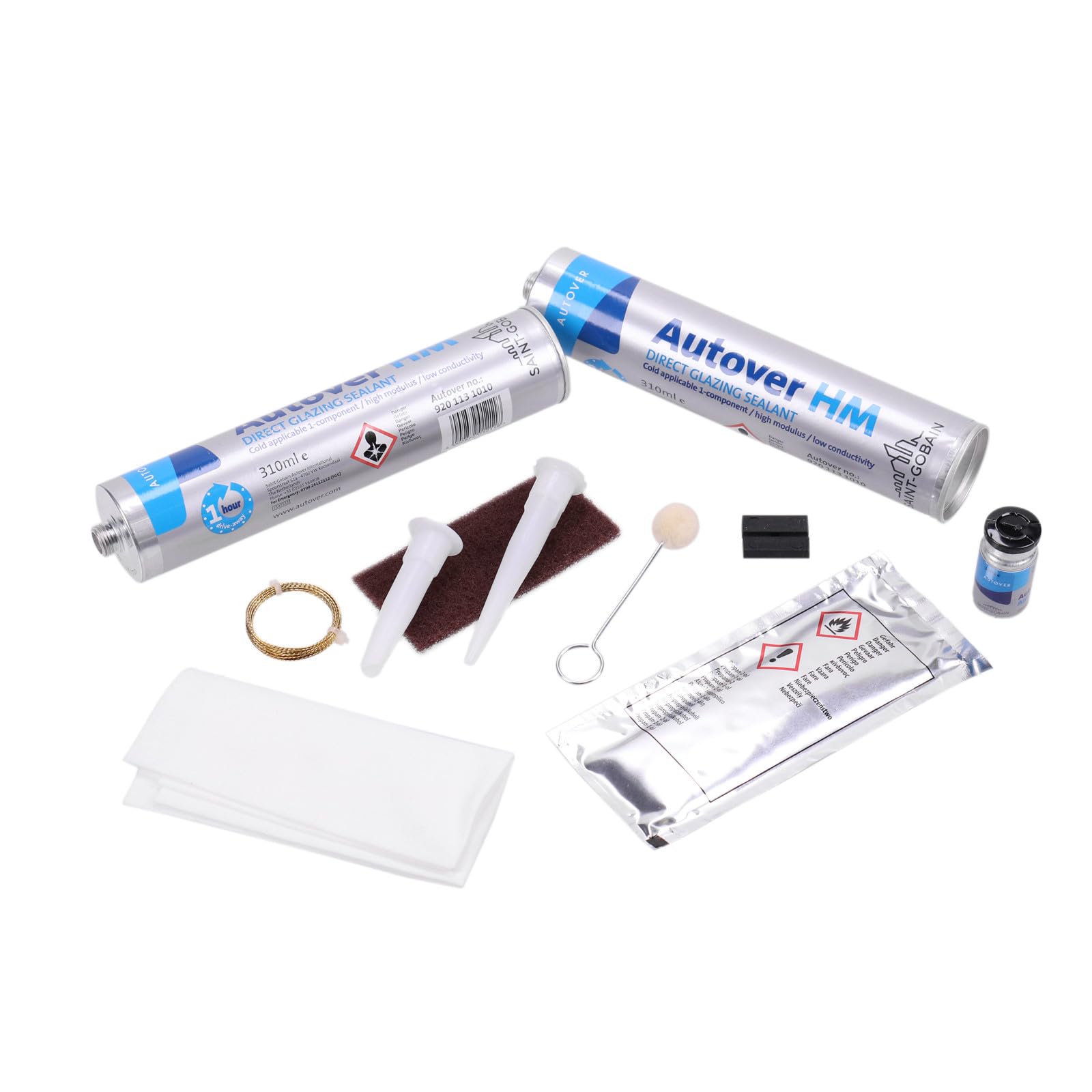 Saint Gobain Kit de colle pour vitres Ensemble de colle pour pare-brise avant 2 cartouches de 310 ml