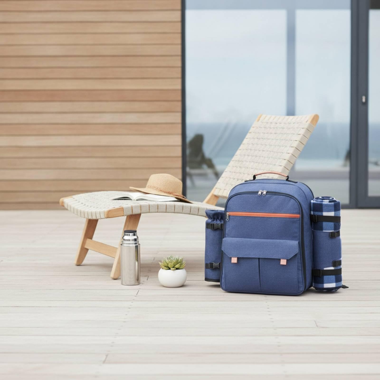 rockible Zaino Termico Isolante Borsa Frigo Picnic Contenitore Pranzo Struttura Rettangolare Stabile in Tessuto 300D Manico Superiore Tasche con Cerniera