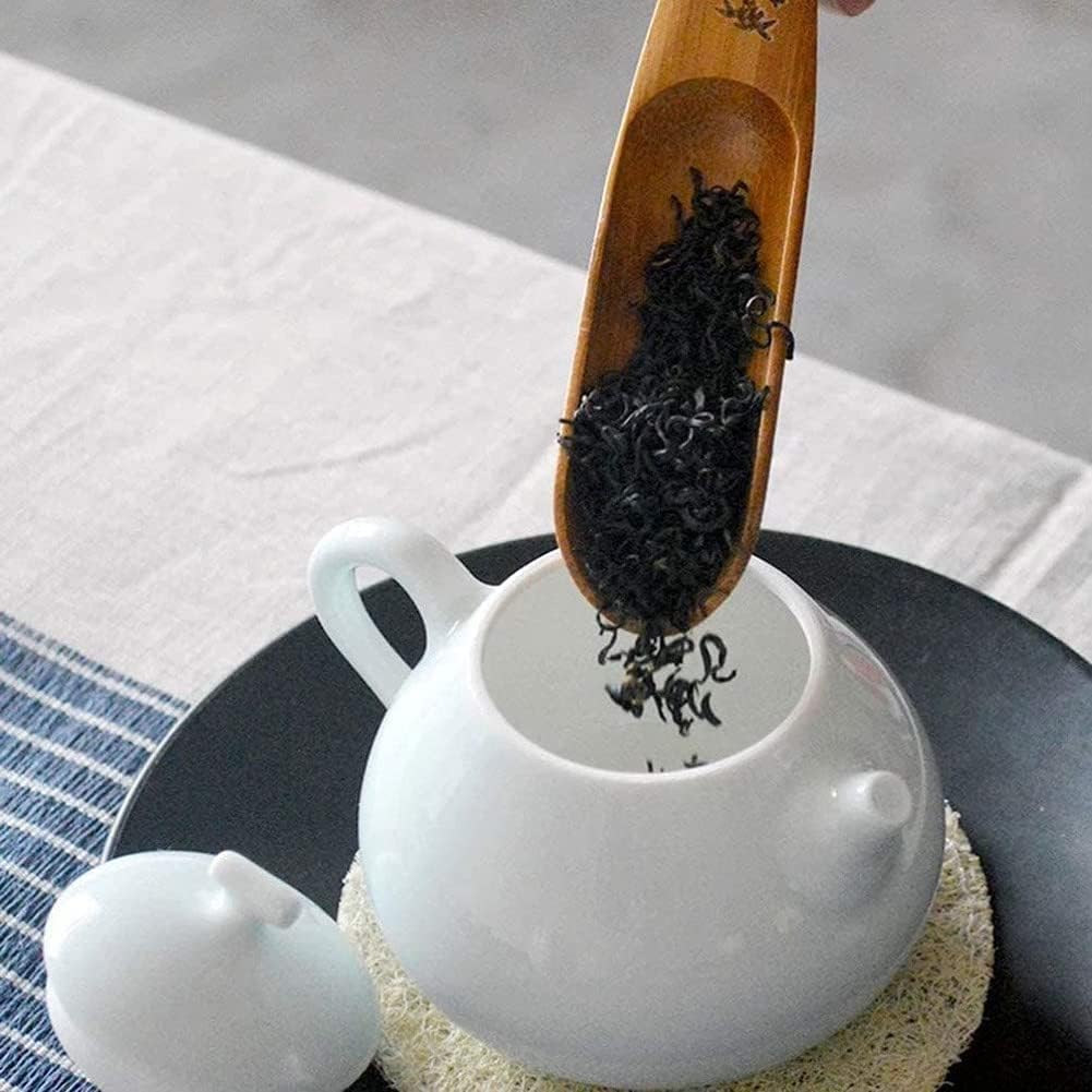 Cuchara medidora de té marrón para ceremonia del té – Cuchara de bambú Kung Fu con diseño 2 en 1 (infusor de té simple para casa, oficina y casa de té, idea de regalo)