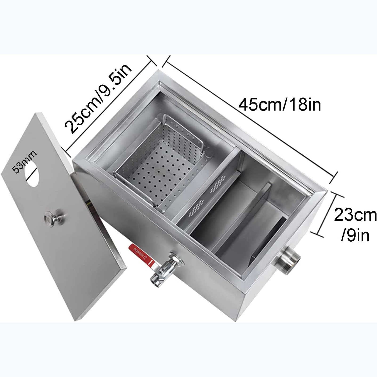 Separatore di Grasso Commerciale, separatore di Acqua e Olio esausto sotto Il lavandino, Trappola Grassi in Acciaio Inox, Ideale per Il Trattamento delle acque reflue.