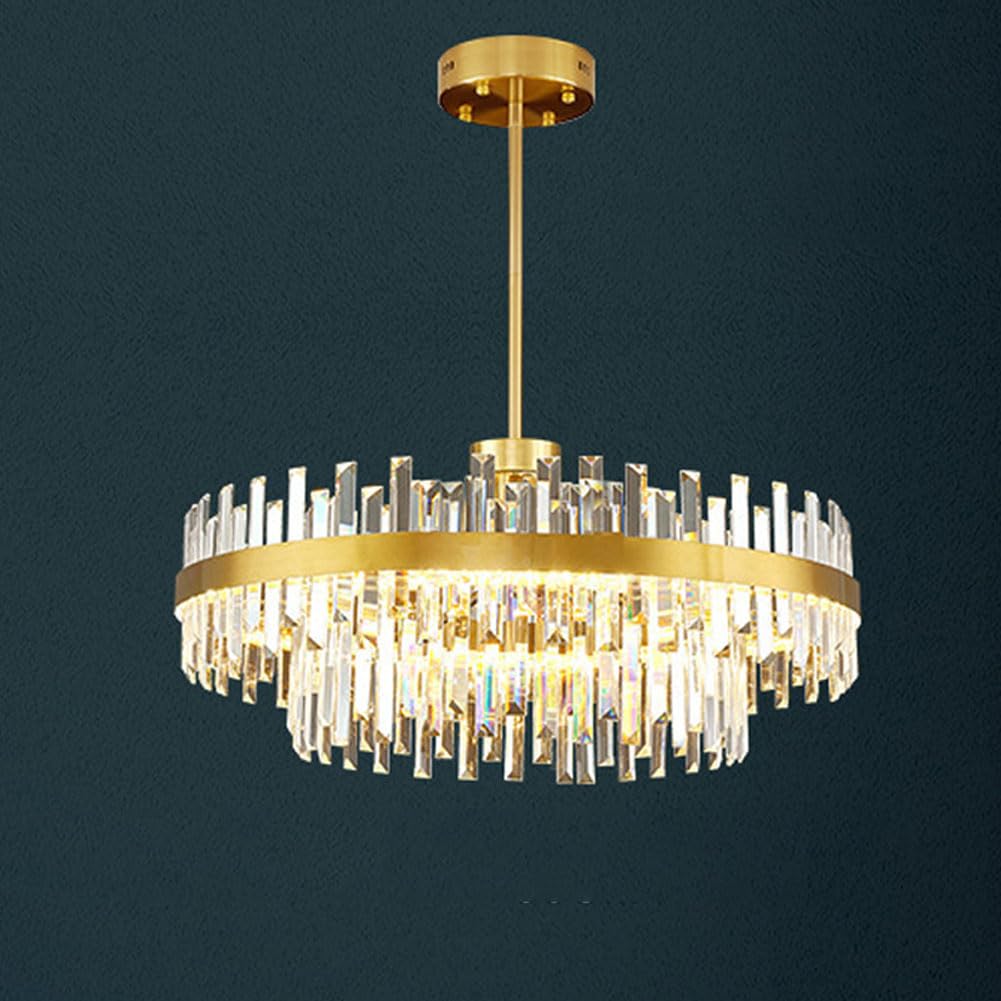 KXEcoLife Scandinavian light luxury crystal chandelier, modern designer lamps and lanterns, simple atmospheric combination for living room dining study bedroom light,60cm