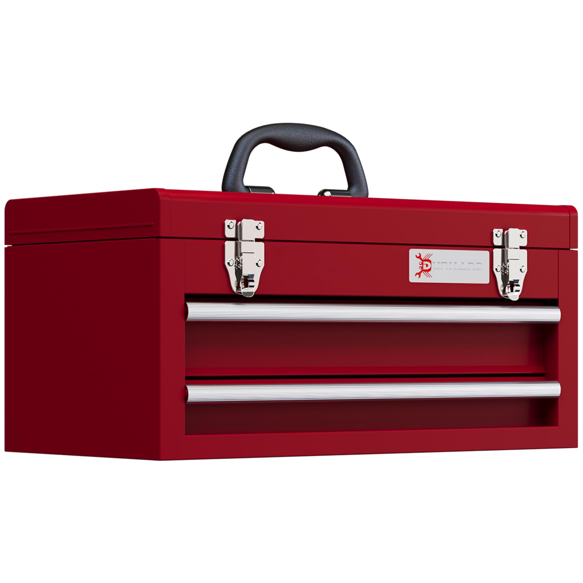 DURHAND 2 Drawer Tool Chest, Lockable Metal Tool Box with Ball Bearing Runners, Portable Toolbox, 460mm x 240mm x 220mm, Red โ image 1