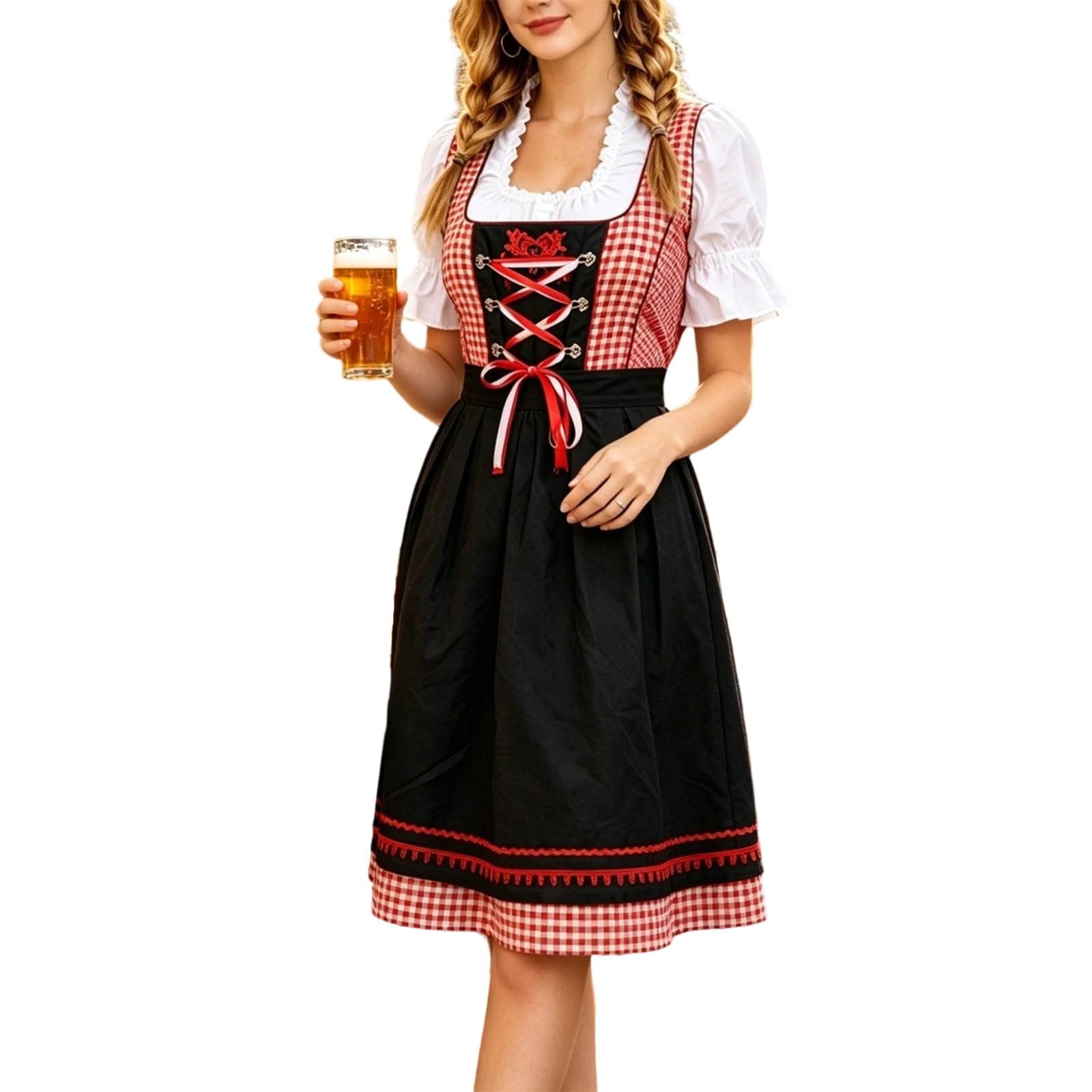 Dirndl Grosse Grössen Lang Damen Große Größen Midi Oktoberfest Outfit Drindl Trachtenmode Für Dirndlkleid Rot Trachten Trachtenkleid Mit Bluse Dirndelkleider Dirndl-Komplettsets