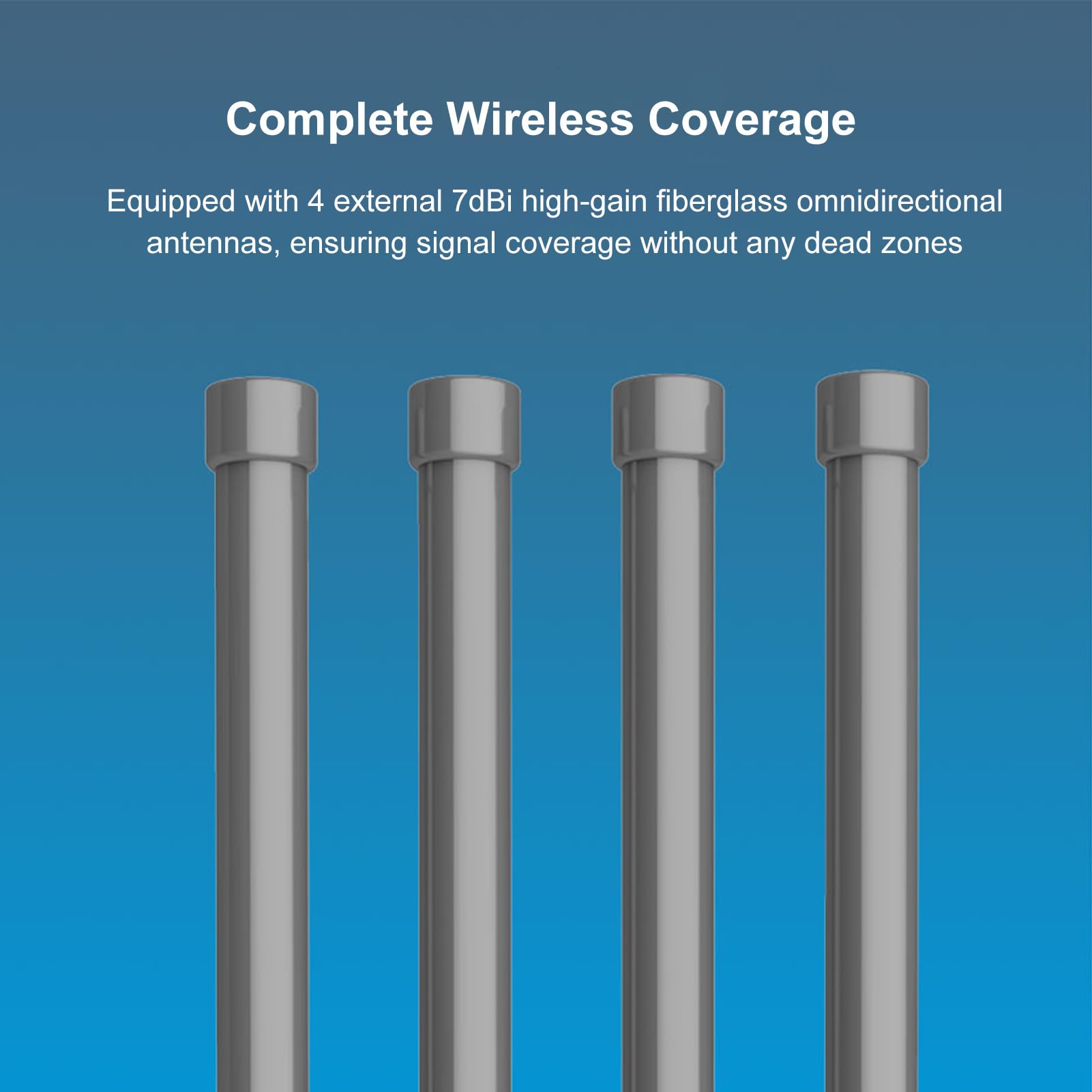 Cuifati Router Wireless da Esterno con 4 Antenne Ad Alto Guadagno da 7dBi, Ripetitore a 5 modalità per Aziende Agricole di Grandi Dimensioni (Spina europea)
