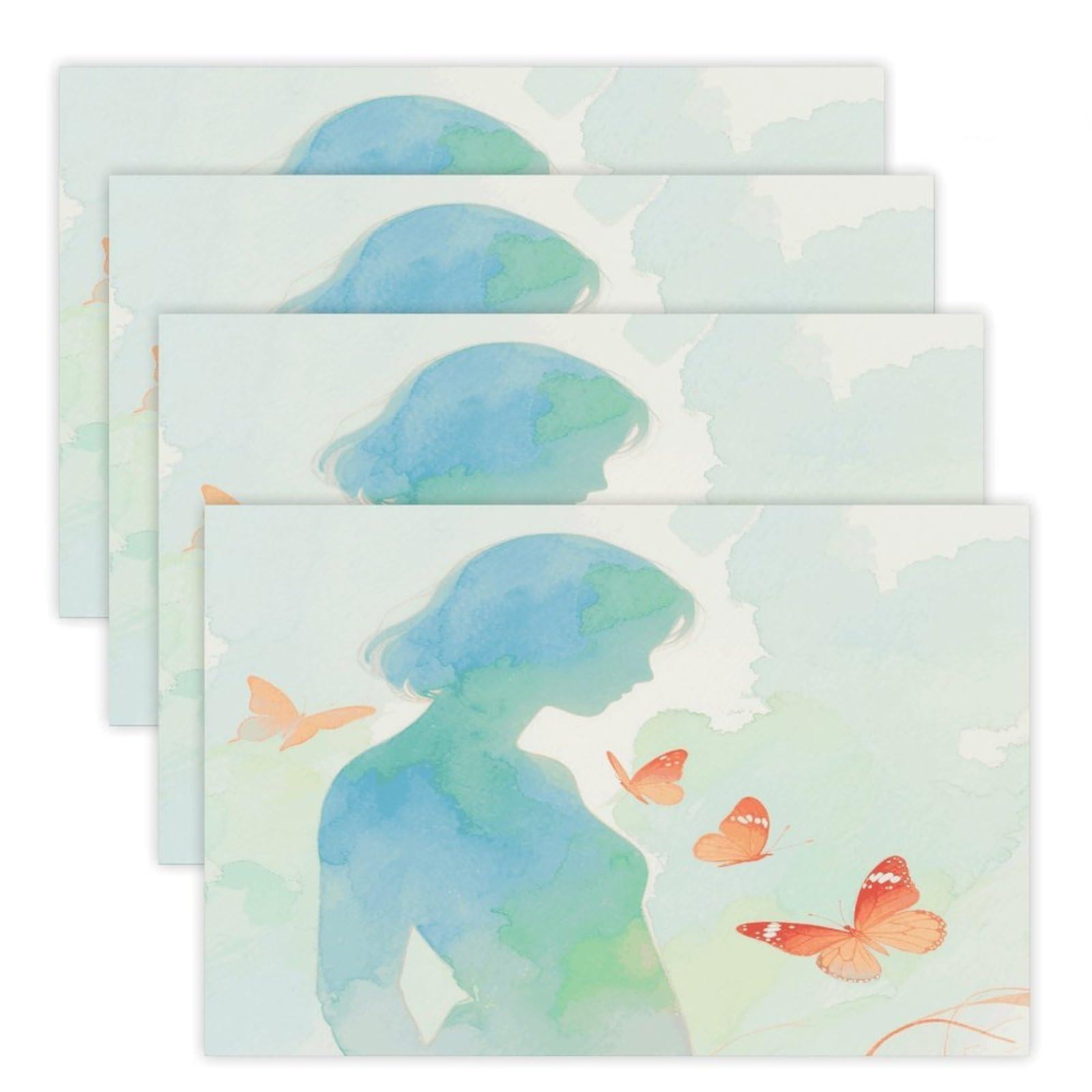 Abstract Woman Butterfly Placemats Heat Resistant Non-Slip Place Mats Washable Wipeable Table Mat Kitchen Dining Table Decoration Placemats Indoor Outdoor Place Mats 17.7’’×11.8’’