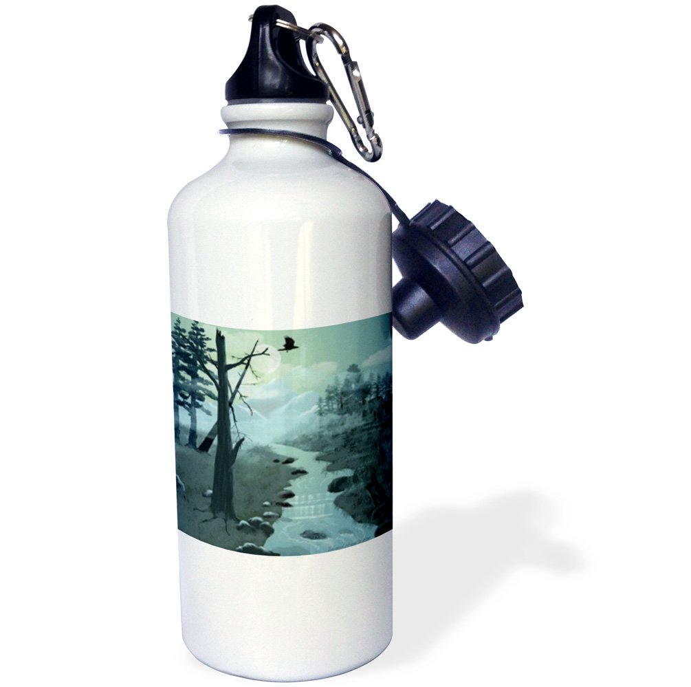 3dRose wb_14454_1 Appalachian Trail Creek - Sports Water Bottle, 21 oz, White