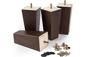 Heavy Duty 4 Inch Couch Legs In Pre-Drilled Walnut Color For Easy Installation