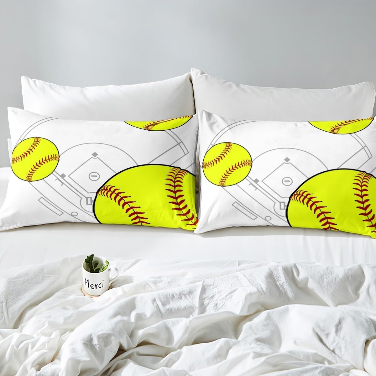 Poszwa na kołdrę 220 x 240 Softball Mężczyzna, Pościel Sportowa piłka z mikrofibry Druk 3D Poszewka Edredon 220x240 cm z zamkiem błyskawicznym i 2 poszewkami na poduszki A-1742