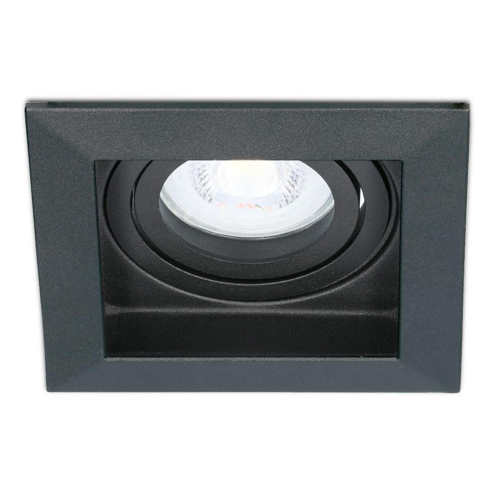 HOFTRONIC - LED Einbaustrahler 230V Eckig Schwenkbar Dimmbar Schwarz Extra Kaltweiß 6er set Deckeneinbauleuchte 6x345lm Einbauspots GU10 - Deckeneinbaustrahler, Wohnzimmer und Büro