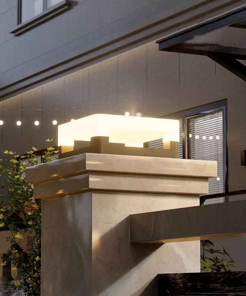 Luci a Colonna a LED solari, Lampada da Esterno a Colonna, Illuminazione da Esterno per Esterni, Lampada da palo, IP65 Impermeabile, Luce a Colonna per Recinzione e Patio, Luce Solare per tettoia