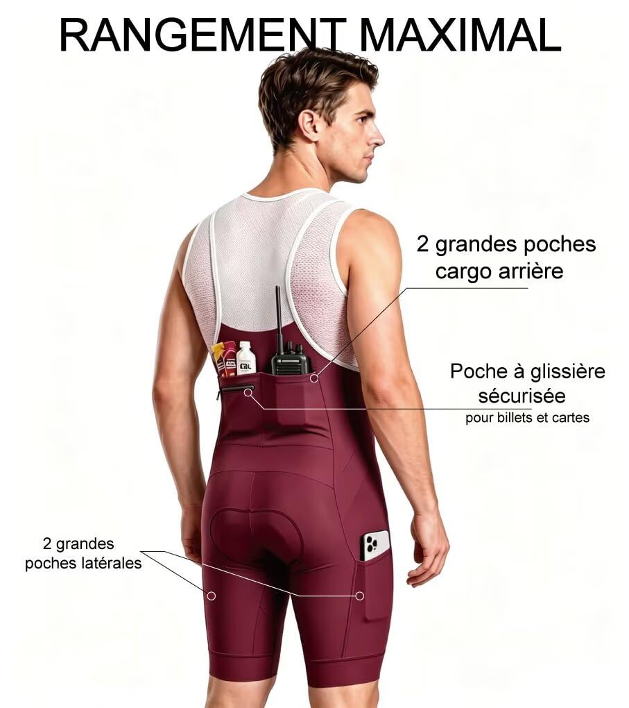 CEROTIPOLAR Ciclismo Bibs Uomo, Lunga Distanza Pad Bici Biking Bib Pantaloncini UPF50+