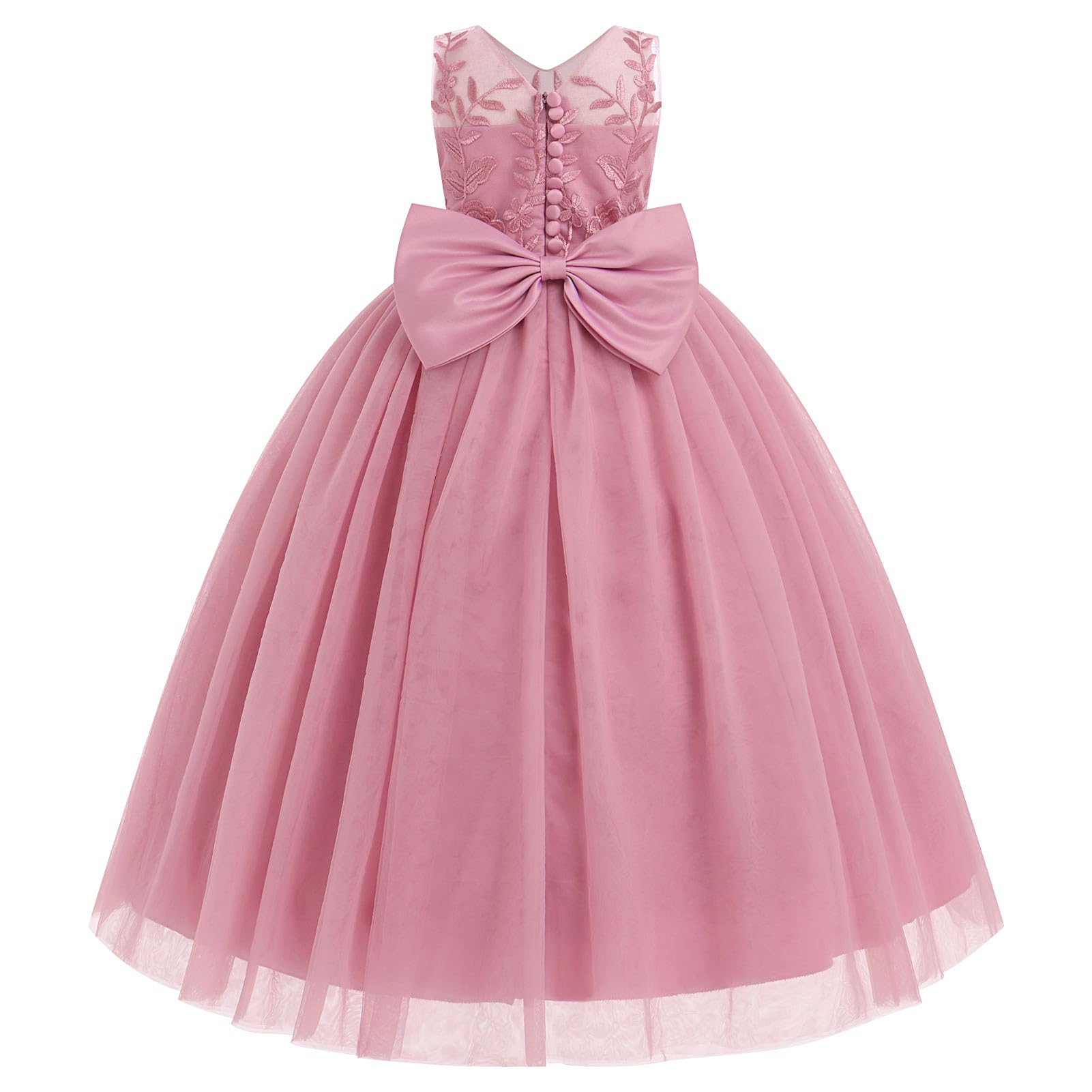 Odizli Blumenmädchenkleider Kinder Ärmellos V-Ausschnitt Prinzessin Blumen Hochzeit Tüllkleid