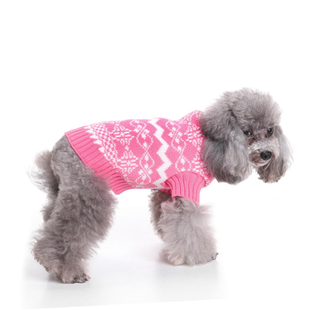 Housoutil 3pièces Pull Tricot pour Chien avec Montant Vêtement Chaud pour Noël Costume De Fête pour Animaux Rose XXL