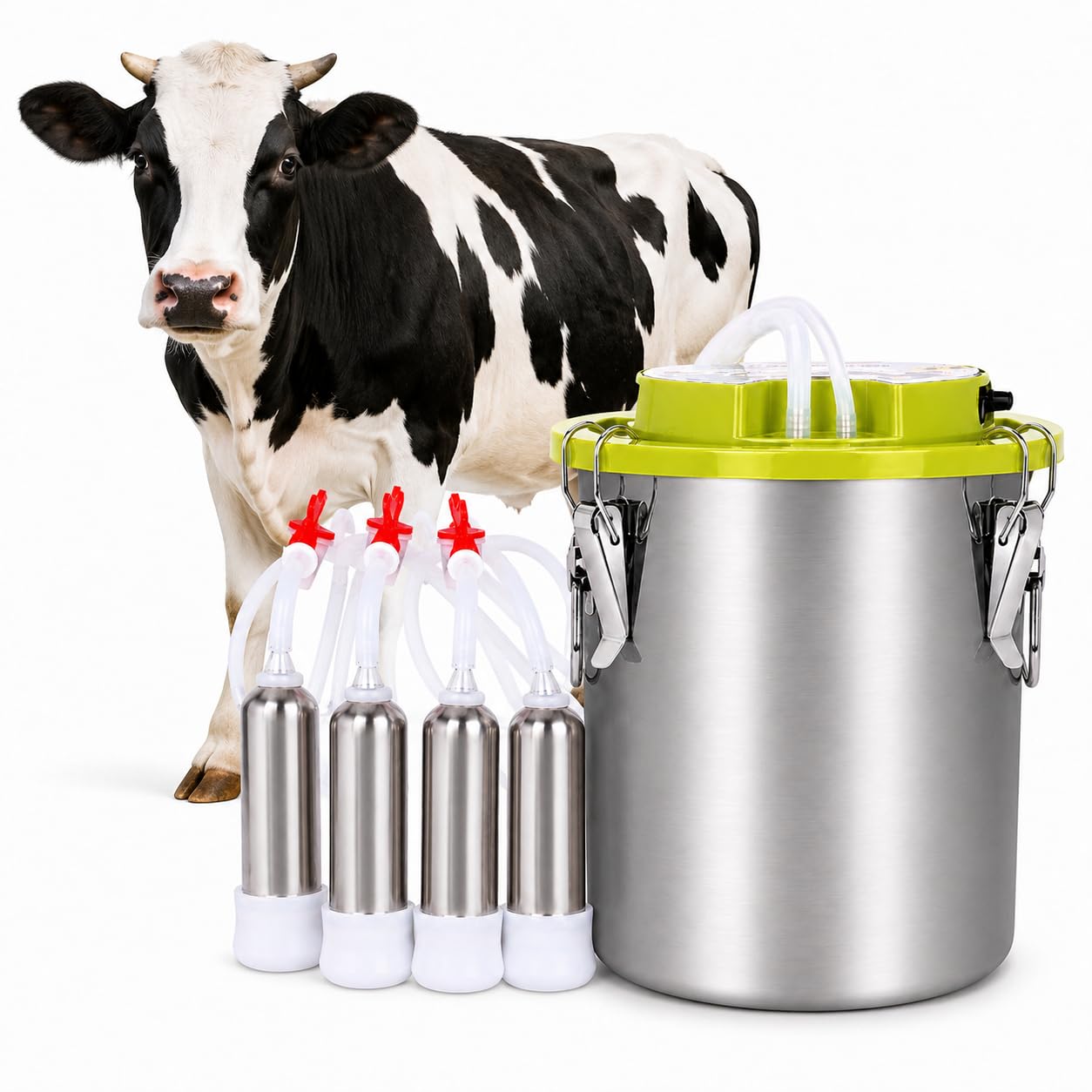 Mungitrice da 12 L per Bestiame, Mucche, Capre e Pecore Cattle | Mungitrice per Capre con Secchio Inox 12 L, Arresto Auto e Pulsazione Regolabile per Mucche, Capre e Pecore