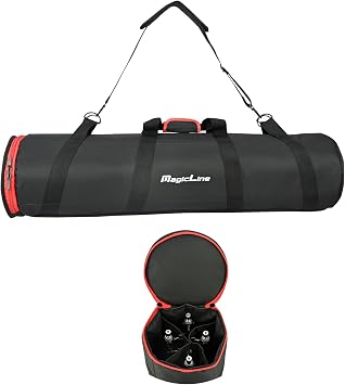 MagicLine 31.5x7in Padded Tripod Bag Carrying Case with Strap and Handle | 4 inner compartments organize speaker stands, monopods and light stands. Wear-resistant fabric for studio and travel use