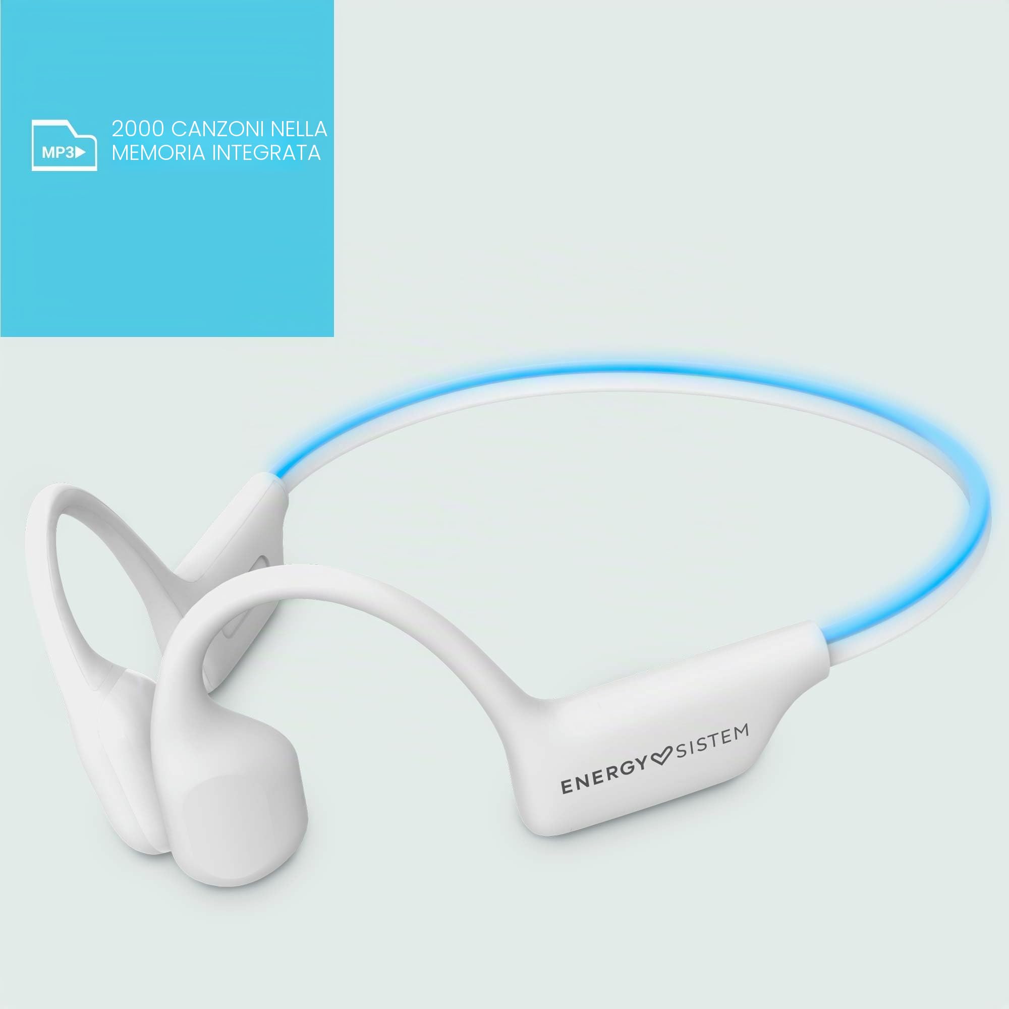 Energy Sistem AquaSport - Cuffie Bluetooth (Bluetooth 5.4, 11 ore di batteria, microfono, lettore MP3, impermeabile