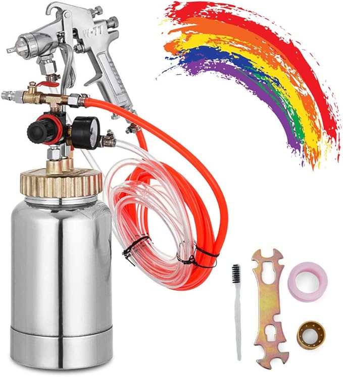 Pressure Pot Spray Gun Kit, Paint Tank Pressure Pot Paint Sprayer, 2L/0.5 Gallon Pressure Pot