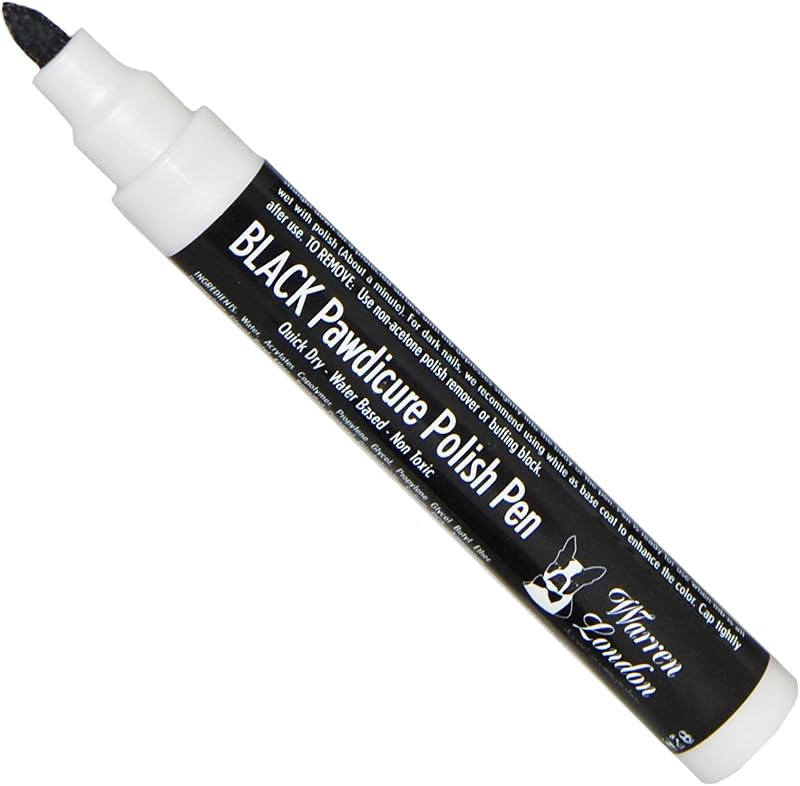 Caneta de Esmalte para Unhas de Cães Warren London Pawdicure, Preta, Secagem Rápida, 4,06 mL