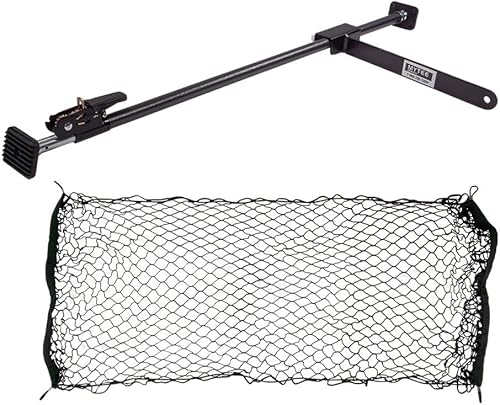 Mytee Products Barra de Bloqueo de Carga Ajustable de Servicio Pesado de 40"-70" con Barra Divisora de 16" y Red de Almacenamiento para Sujeción de