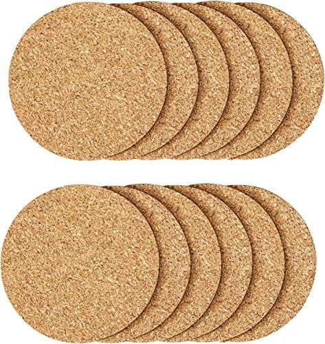 Stylish Cork Coasters, Wooden, Thickness 0.2 inches (5 mm), Diameter 3.9 inches (10 cm), Round, Set of 12, Heat Resistant, Non-slip, For Drinks, Warm Gift, Large Capacity, Commercial Use, Glass, Mugs,
