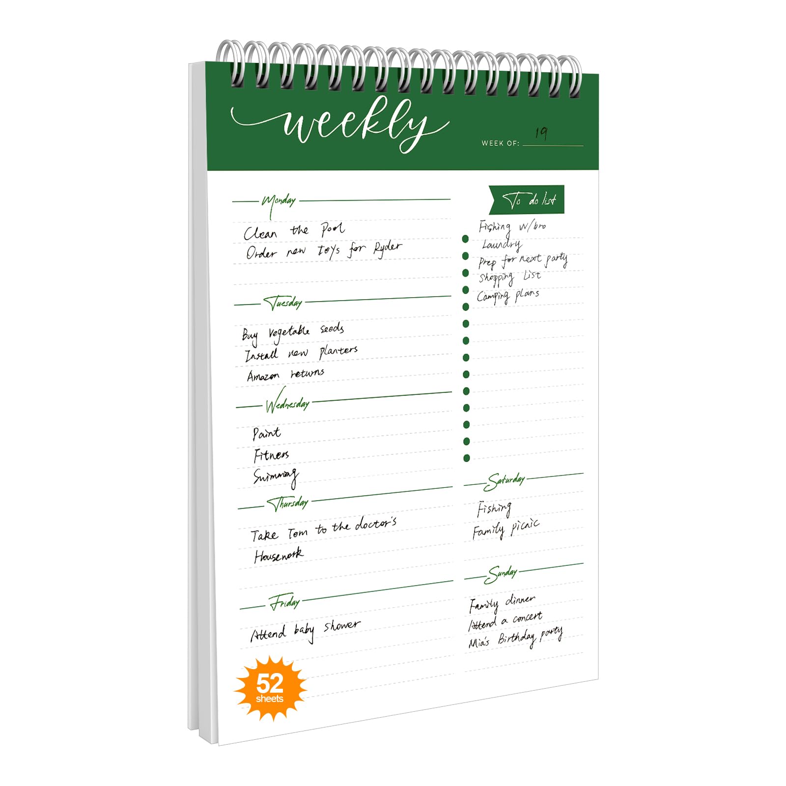 Planning Settimanale Da Tavolo, 52 Pagine B5 To Do List Pad, 17.6 x 25 cm, Planner Settimanale Scrivania，Planner Giornaliero，Blocchi Per Appunti Giornalieri Con Lista Delle Cose Da Fare, B5-DG