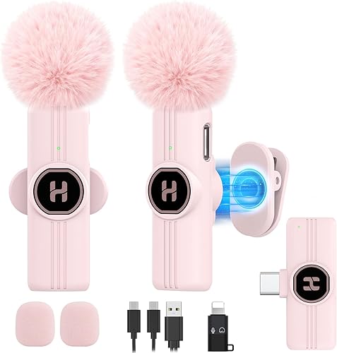 Miniatura 18 de Mini micrófono inalámbrico Lavalier para iPhone iPad Android con conector Lightning/USB-C, micrófono de solapa con reducción de ruido de tiempo de