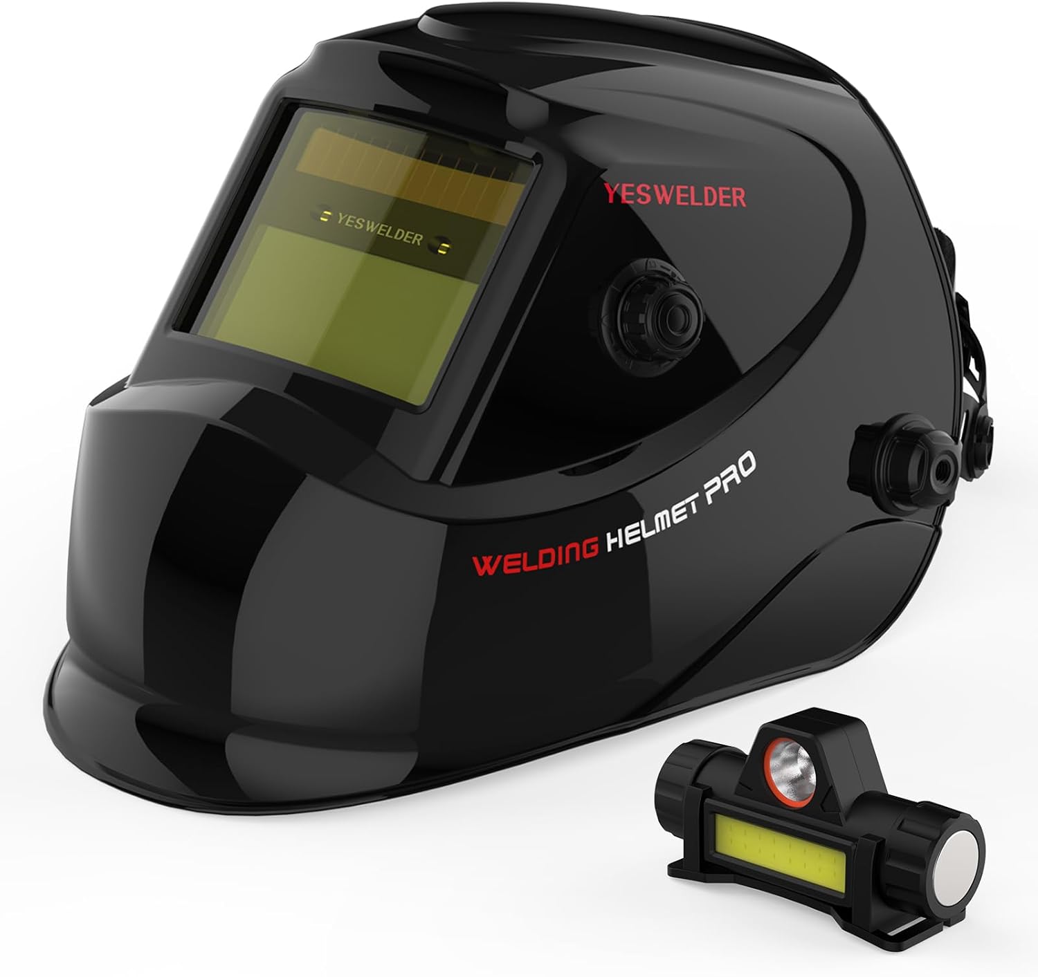 YESWELDER True Color Solar Powered Auto Darkening Welding Helmet & Rechargeable Welding Helmet Light