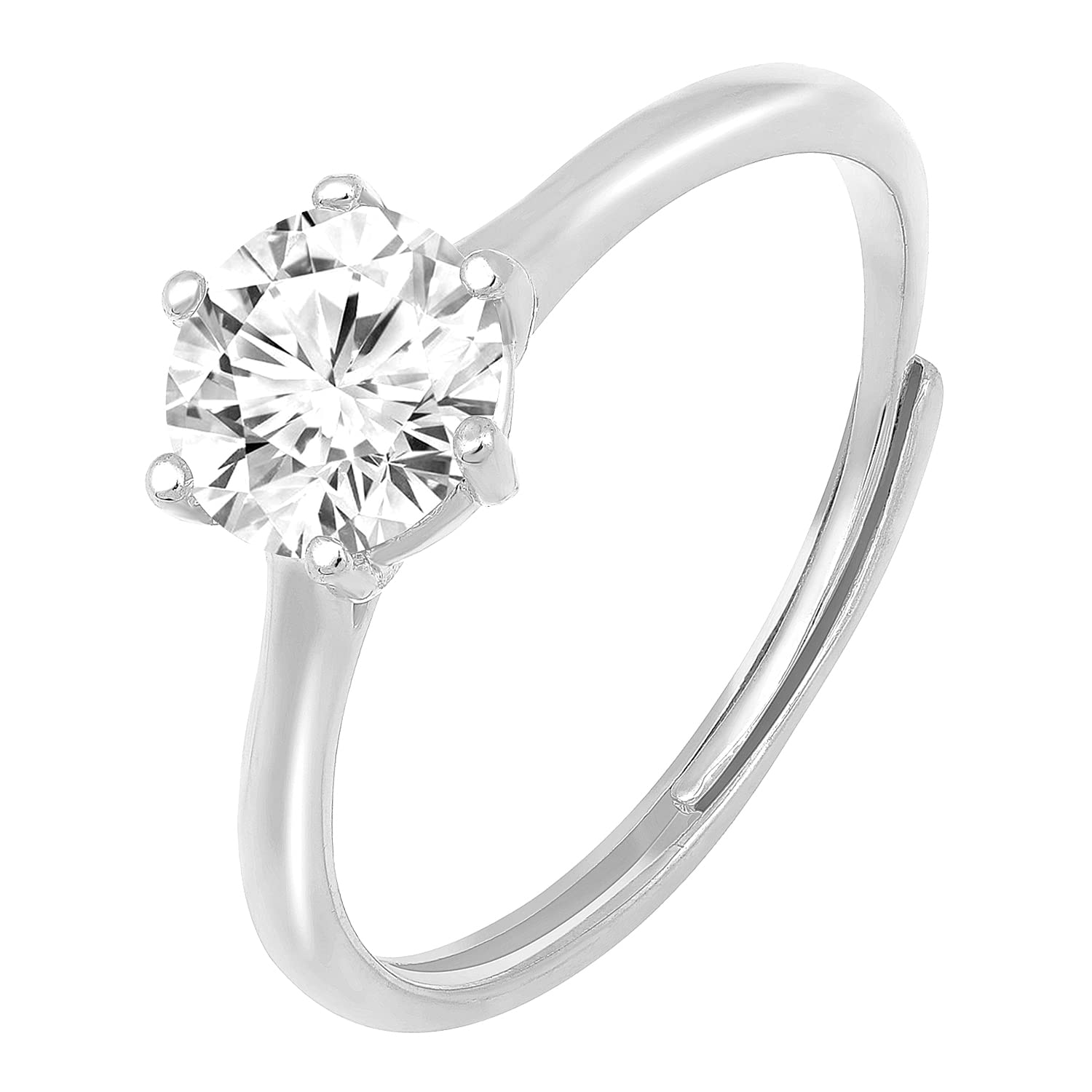 Peora Cubic Zirconia Studded Silver Plated Solitaire Adjustable Finger Ring Fashion Stylish Jewellery Gift for Girls & Women (B0C5RWT56C) Amazon Price History, Amazon Price Tracker