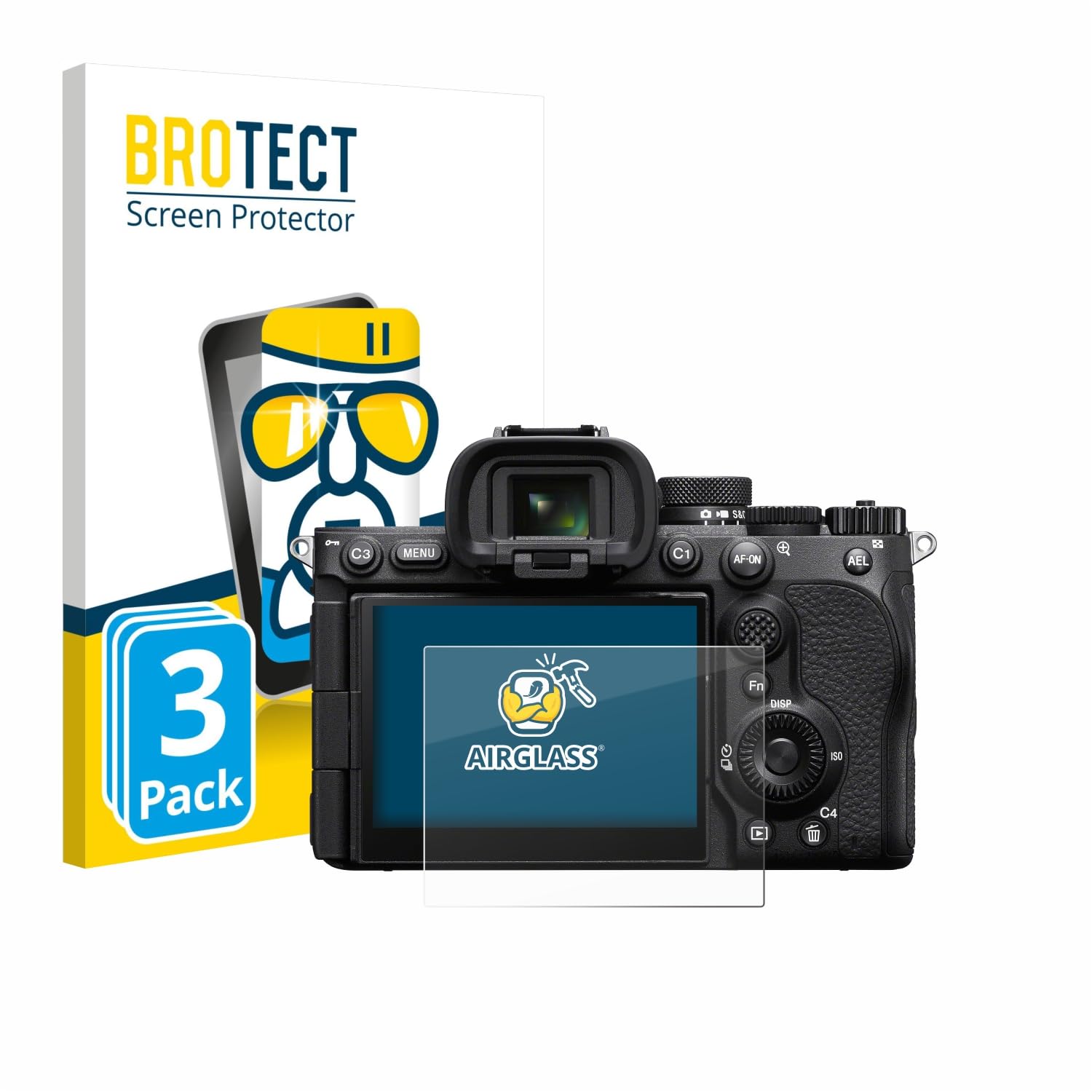 Brotect AirGlass 3 Pezzi Per Sony Alpha 7 V – Vetro Ibrido 9H, Ultra Sottile E Anti-Impronta, Made In Germany
