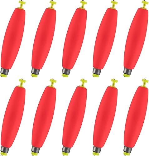 Alwonder Paquete de 10 flotadores de pesca, bobbers con peso para pesca, puros, espuma EVA, flotadores a presión, corchos, flotadores flotadores,