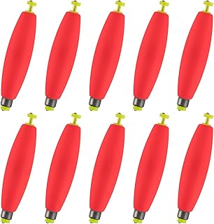 Alwonder 10-Pack Fishing Bobbers Floats, Weighted Bobbers for Fishing Cigar EVA Foam Snap-on Floats Corks Floaters Buoys for Crappie Bass Panfish Bluegills Trout