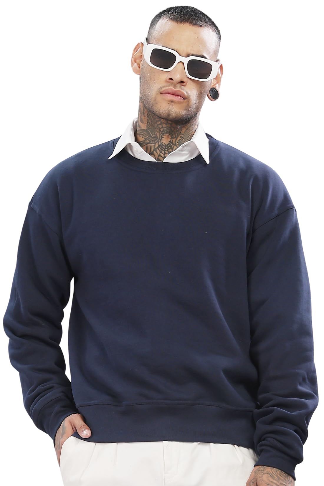 ADRO Bluza męska, oversize, z polaru bawełnianego, 340 g/m², męska bluza na zimę