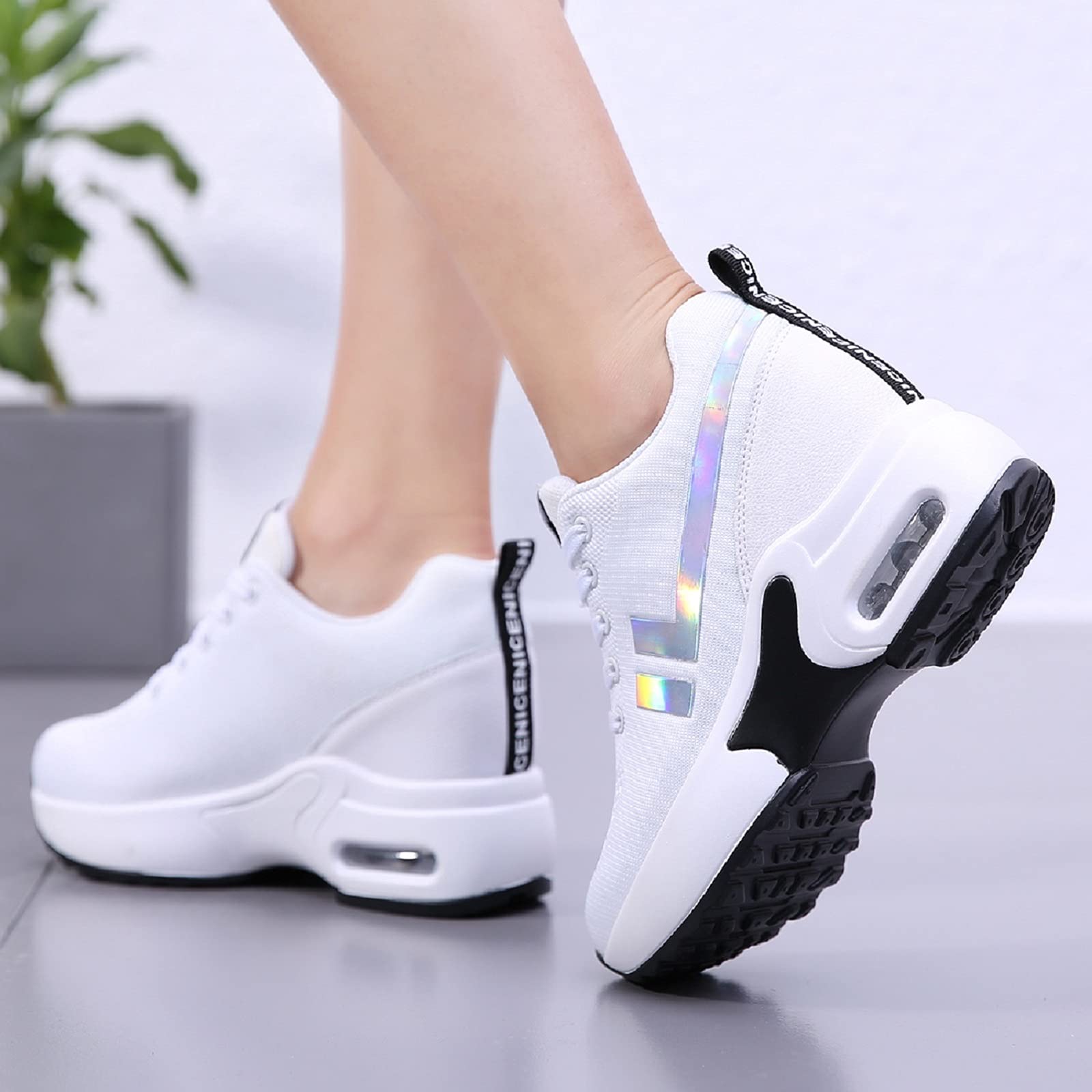 AONEGOLD Sneakers Donna Zeppa Scarpe da Ginnastica Sportive Running Fitness Casual Tacco Zeppa 8.5 CM
