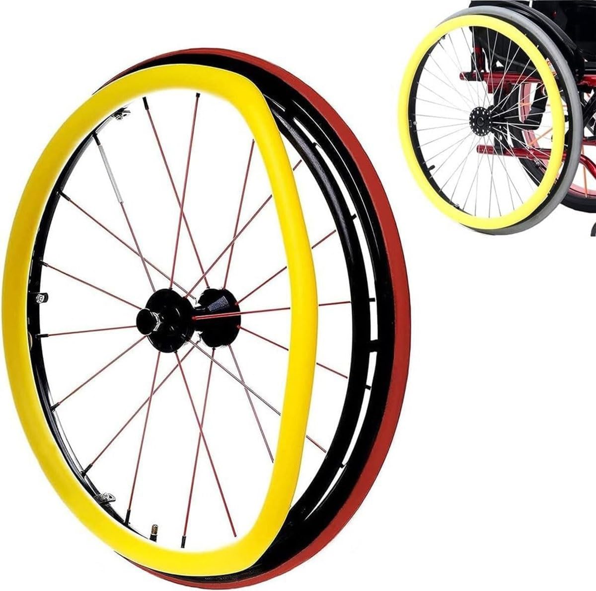 Copertura protettiva in silicone per sedia a rotelle, 61 cm, antiscivolo, resistente all'usura, per una migliore presa e trazione, 1 paio