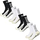 Yufree 4 Pairs Mens Grip Soccer Socks Non Slip Grippy Women Socks for Football Basketball Sports