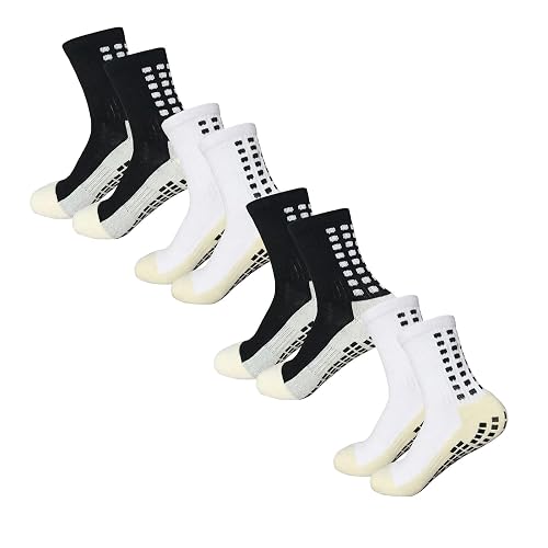 Yufree Soccer Grip Socks for Ultra Traction, 4 Pairs | Breathable moisture-wicking fabric, comfortable secure fit, wash-durable construction, built for training and games