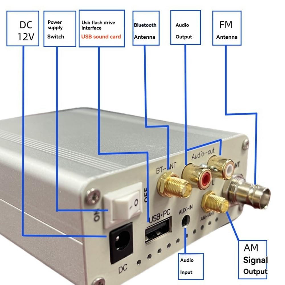 Transmisor de Modulación de Frecuencia FM de 2000 Metros, Modulador de Señal Am, Transmisor Inalámbrico Bluetooth Am FM, Enchufe Europeo. EU Plug