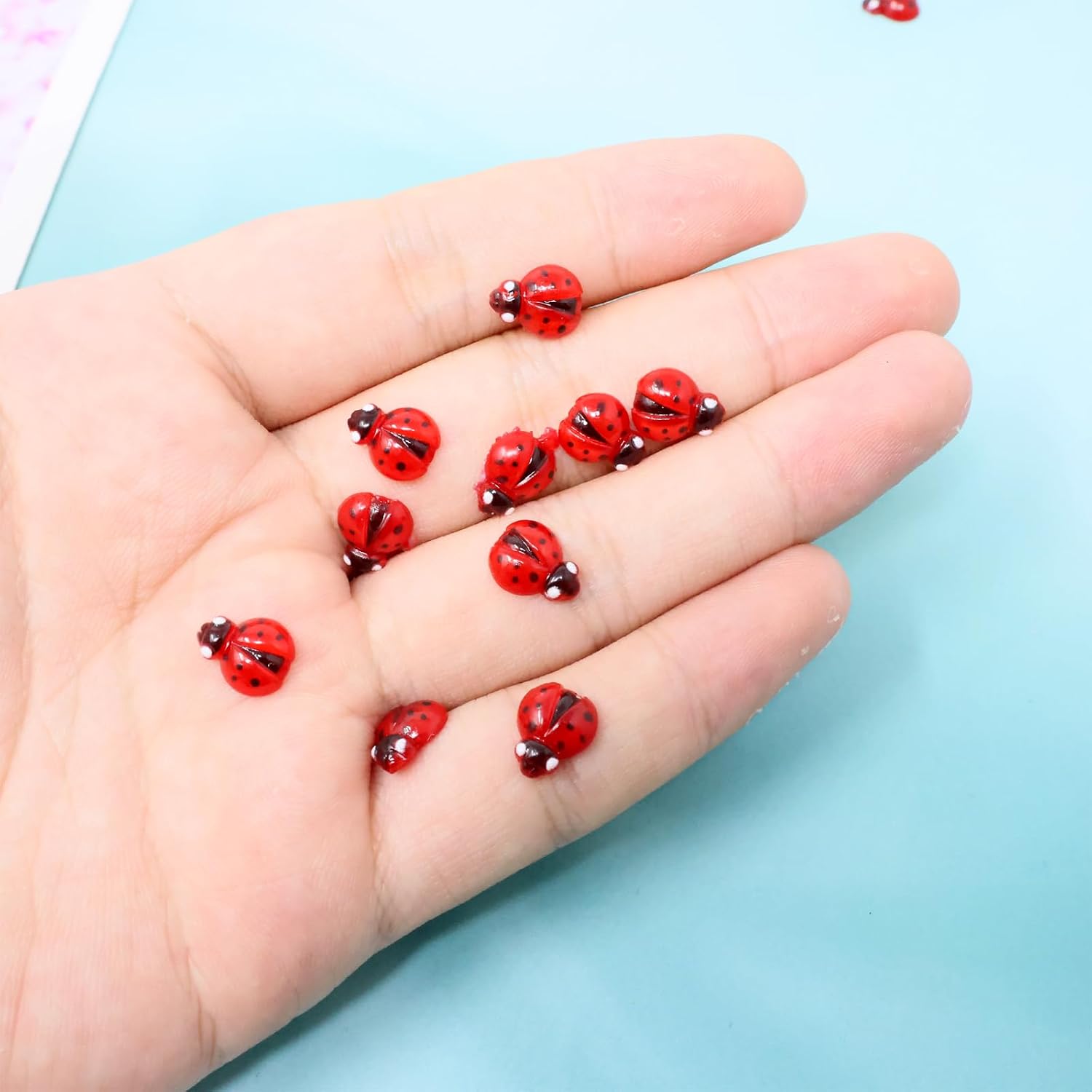 Honbay 60PCS Resin Ladybug Nail Charms Tiny Ladybug Resin Cabochons No Hole Beads for DIY Nail Decoration Phone Case Scrapbooking Crafts image 5