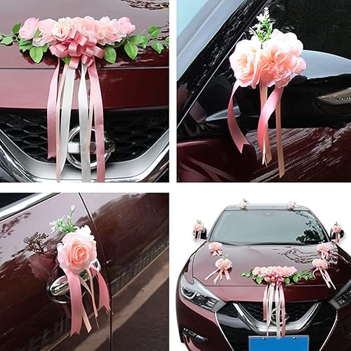 Miniatura 5 de Cinta de coche de boda, decoración de coche de rosas, flores de rosas artificiales, decoración de coche, ramo de lazo para boda, fiesta, casas