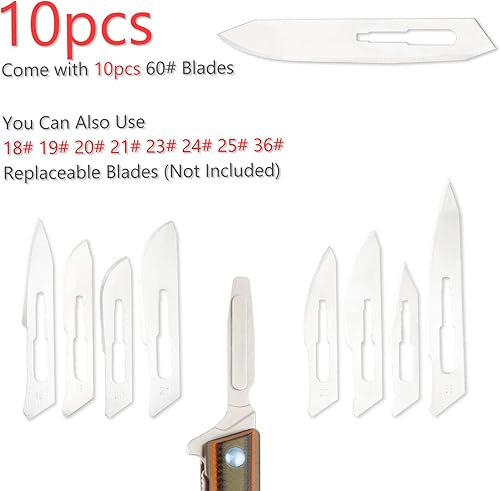 Miniatura 6 de G37 Cuchillo de bisturí de bolsillo pequeño, 10 cuchillas reemplazables #60, delgado, delgado, delgado, plegable, para caballero, con clip de