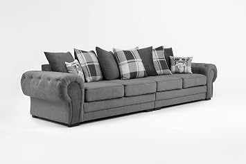 Verona Dark Grey Suede fabric 4 seater sofa settee - 2 Piece sofa - small sofa for living rooms - Delivery All over UK-004